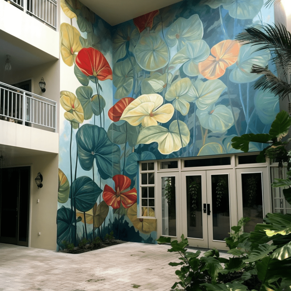 palm beach style murals indoors and outdoors