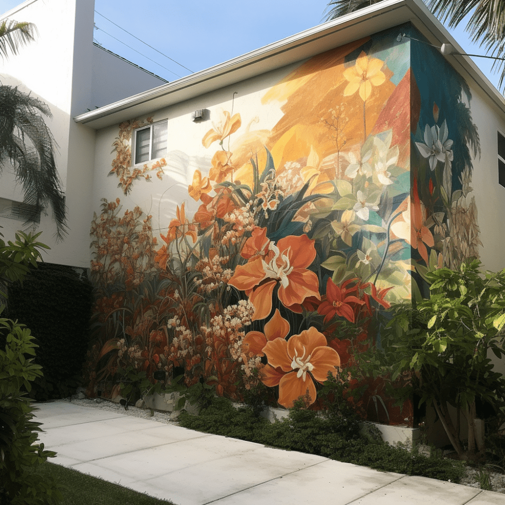 palm beach style murals indoors and outdoors