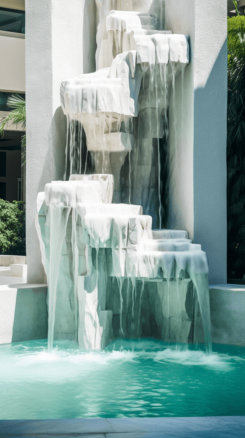 Stunning Concrete Sculptures in Florida Artificial Waterfalls